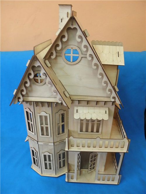 طرح خانه گوتیک مینی دو طبقه عروسک برای برش لیزری - gothic house mini two floor dollhouse for laser cut - برای دستگاه CNC چوب و لیزر (سی ان سی)