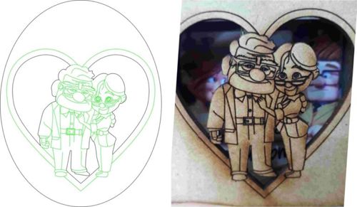 طرح مادربزرگ با پدربزرگ برای برش لیزری - grandmother with grandfather for laser cut ve - برای دستگاه CNC چوب و لیزر (سی ان سی)