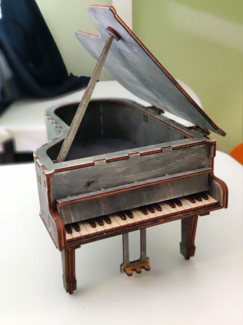 طرح پازل سه بعدی پیانوی بزرگ برای برش لیزری - grand piano 3d puzzle for laser cut ve - برای دستگاه CNC چوب و لیزر (سی ان سی)