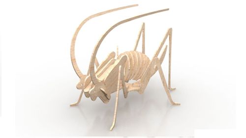 طرح پازل چوبی سه بعدی ملخ میلی‌متری حشره - grasshopper 1 5mm insect 3d wood puzzle - برای دستگاه CNC چوب و لیزر (سی ان سی)