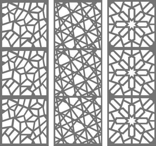 طرح مجموعه پنل‌های درز گریل برای برش لیزری روکش - grill seamless panel set for laser cut ve - برای دستگاه CNC چوب و لیزر (سی ان سی)