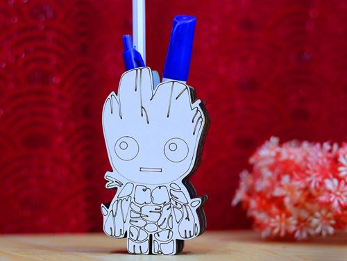 طرح جعبه مداد شخصیت گروت جا خودکاری هدیه برای بچه‌ها برش لیزری - groot character pencil box pen holder gift for kids laser cut ve - برای دستگاه CNC چوب و لیزر (سی ان سی)