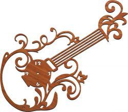 طرح ساعت گیتار برای برش لیزری پلاسما - guitar clock for laser cut plasma ve - برای دستگاه CNC چوب و لیزر (سی ان سی)