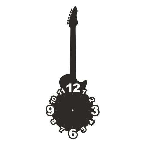 طرح ساعت دیواری به شکل گیتار برش لیزری - guitar shaped wall clock laser cut ve - برای دستگاه CNC چوب و لیزر (سی ان سی)