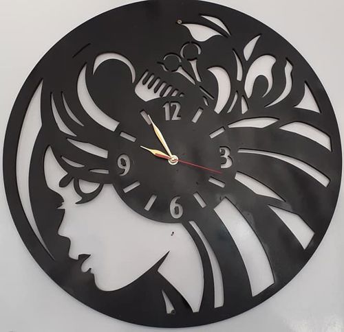طرح ساعت دیواری آرایشگاه زنانه لیزری - hairdresser beauty salon wall clock for laser cut ve - برای دستگاه CNC چوب و لیزر (سی ان سی)