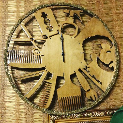 طرح ساعت دیواری آرایشگاهی مناسب برای برش لیزری در کشور - hairdresser wall clock for laser cut ve - برای دستگاه CNC چوب و لیزر (سی ان سی)