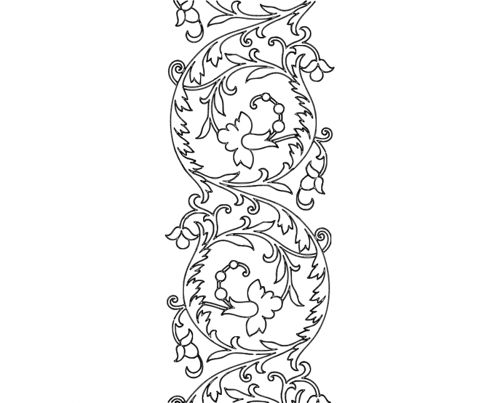 طرح الگوی گلدوزی با دست طرح اسکرول - hand embroidery pattern scroll design - برای دستگاه CNC چوب و لیزر (سی ان سی)
