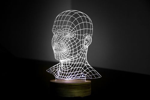 طرح سر سه بعدی LED شب چراغ - head 3d led night light ve - برای دستگاه CNC چوب و لیزر (سی ان سی)