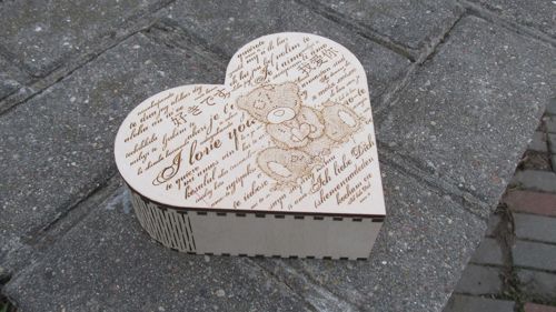 طرح جعبه قلبی با یک خرس برش لیزری - heart box with a bear laser cut ve - برای دستگاه CNC چوب و لیزر (سی ان سی)