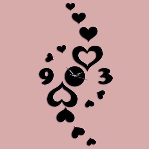طرح برچسب دیواری شکل قلب ساعت دیواری برای برش لیزری - heart shaped wall sticker wall clock for laser cut ve - برای دستگاه CNC چوب و لیزر (سی ان سی)