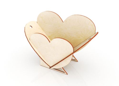 طرح قالب برش لیزری سبد گل به شکل قلب با ضخامت میلی‌متر () - heart shape flower basket laser cutting template 3mm ve - برای دستگاه CNC چوب و لیزر (سی ان سی)