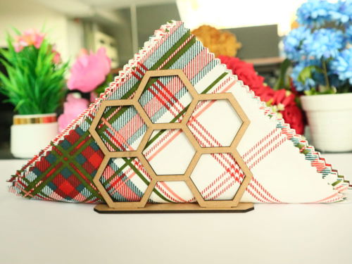 طرح لانه عمودی جای دستمال برش لیزری - honeycomb pattern vertical napkin holder laser cutting - برای دستگاه CNC چوب و لیزر (سی ان سی)