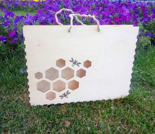 طرح جعبه هدیه عسل برای برش لیزری - honey gift box drawing for laser cutting ve - برای دستگاه CNC چوب و لیزر (سی ان سی)