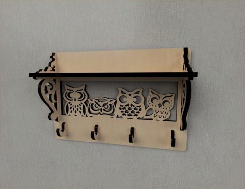 طرح قفسه ورودی قفسه قلاب - hook rack entryway shelf ve - برای دستگاه CNC چوب و لیزر (سی ان سی)