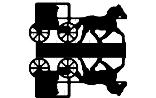 طرح اسب گاری شبح - horse cart silhouette - برای دستگاه CNC چوب و لیزر (سی ان سی)