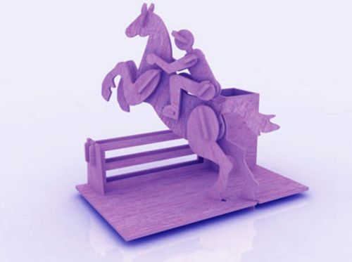 طرح جعبه جا مداد با طرح اسب سوارکار برش لیزری - horse rider themed pencil holder box laser cut ve - برای دستگاه CNC چوب و لیزر (سی ان سی)