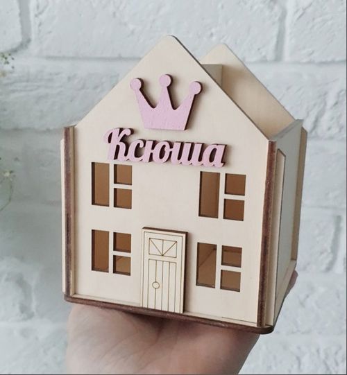 طرح جا خودکاری خانگی برای برش لیزری - house pen holder for laser cut ve - برای دستگاه CNC چوب و لیزر (سی ان سی)