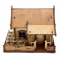 طرح سینی لیوانی شکل خانه برای برش لیزر cnc - house shaped cup tray for laser cut cnc ve - برای دستگاه CNC چوب و لیزر (سی ان سی)