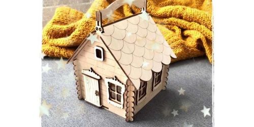 طرح خانه با دسته جعبه شکلات سبد برای برش لیزری - house with handle candy box basket for laser cut ve - برای دستگاه CNC چوب و لیزر (سی ان سی)