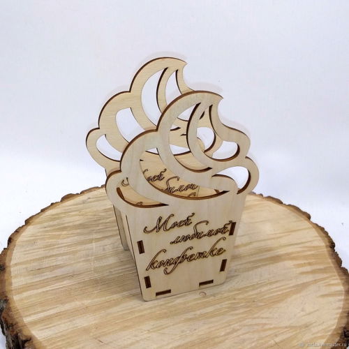 طرح جعبه چوبی شکل بستنی سبد شکلات - ice cream shaped wooden box candy basket ve - برای دستگاه CNC چوب و لیزر (سی ان سی)