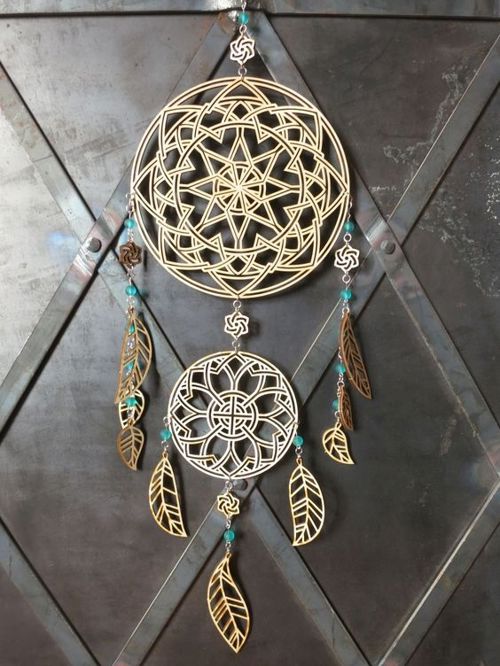 طرح هندی آمولت دریم کچر برای برش لیزری - indian amulet dreamcatcher layout for laser cutting ve - برای دستگاه CNC چوب و لیزر (سی ان سی)