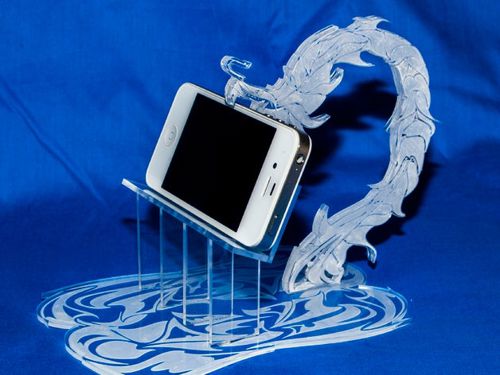 طرح پایه آیفون طرح اژدها - iphone stand dragon drawing ve - برای دستگاه CNC چوب و لیزر (سی ان سی)