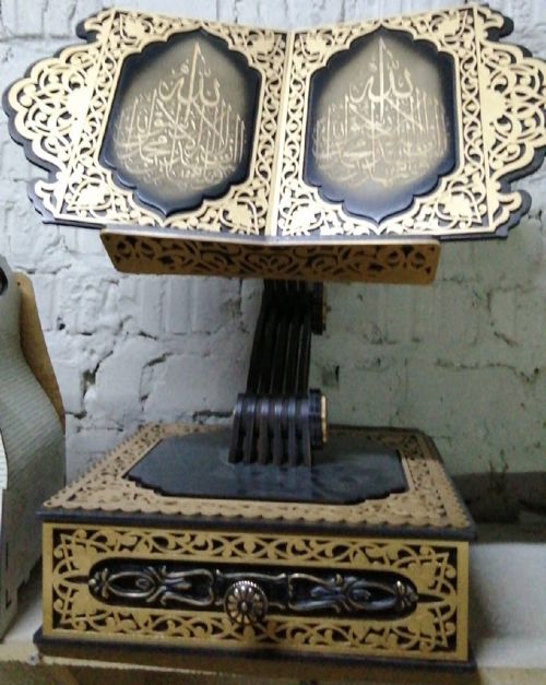 طرح پایه نگهدارنده کتاب قرآن اسلامی برای برش لیزری - islamic quran book stand quran holder for laser cutting ve - برای دستگاه CNC چوب و لیزر (سی ان سی)