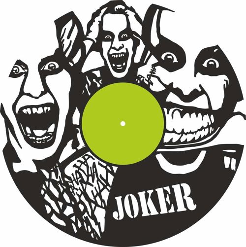 طرح ساعت دیواری صفحه وینیل جوکر لیزری - joker vinyl record wall clock laser cutting ve - برای دستگاه CNC چوب و لیزر (سی ان سی)