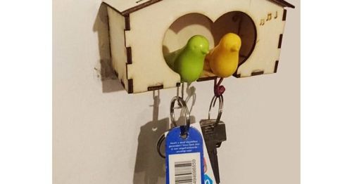 طرح جاکلیدی خانه پرنده لیزری - key holder bird house laser cut ve - برای دستگاه CNC چوب و لیزر (سی ان سی)