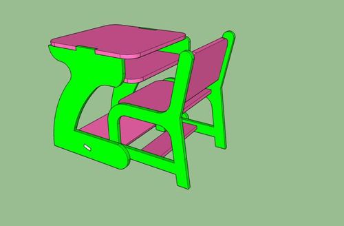 طرح صندلی و میز کودک - kid chair and table ve - برای دستگاه CNC چوب و لیزر (سی ان سی)