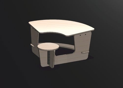 طرح میز و صندلی برای کودکان - kids table and chair - برای دستگاه CNC چوب و لیزر (سی ان سی)