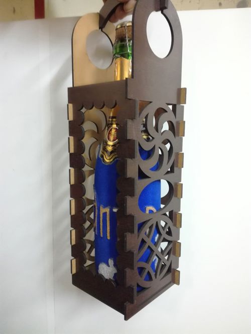 طرح وکتور باکس و جعبه بطری نوشابه برای برش - korobka pod shampanskoe box ve - برای دستگاه CNC چوب و لیزر (سی ان سی)