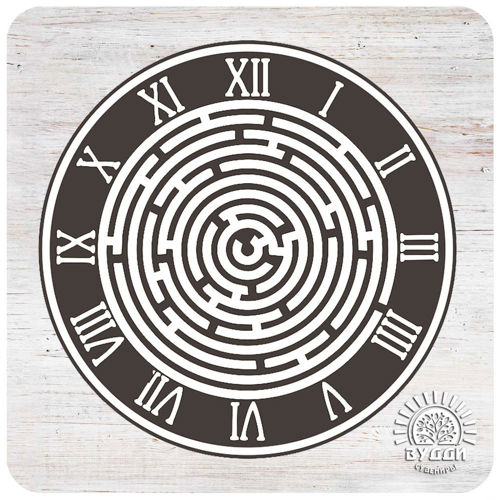طرح ساعت دیواری هزارتو برش لیزری قالب - labyrinth wall clock laser cut template ve - برای دستگاه CNC چوب و لیزر (سی ان سی)
