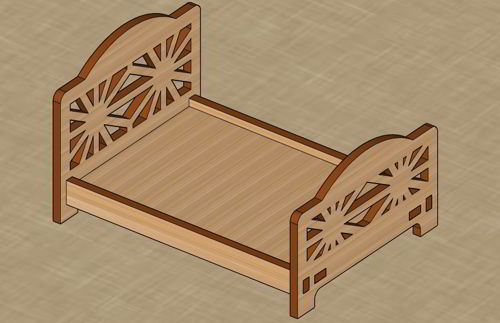 طرح برش لیزری سه بعدی خانه عروسکی تختخواب چوبی مینیاتوری مبلمان - laser cut 3d dollhouse bed wooden miniature furniture ve - برای دستگاه CNC چوب و لیزر (سی ان سی)