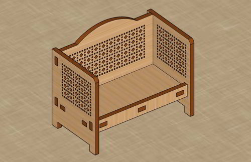 طرح برش لیزری سه بعدی خانه عروسک مینیاتوری مبلمان مجموعه مبل - laser cut 3d doll house miniature furniture sofa set ve - برای دستگاه CNC چوب و لیزر (سی ان سی)