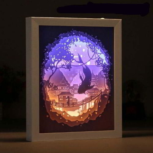 طرح برش لیزری سه بعدی چند لایه حکاکی لامپ ماهی چراغ شب قاب لامپ شیشه - laser cut 3d multilayer carving lamp fish night light framing lamp ve - برای دستگاه CNC چوب و لیزر (سی ان سی)