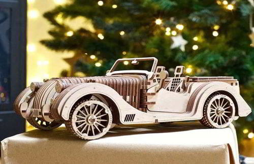 طرح مدل ماشین اسباب بازی کلاسیک رودستر ماشین برش لیزری سه بعدی - laser cut 3d puzzle classic roadster car toys model ve - برای دستگاه CNC چوب و لیزر (سی ان سی)