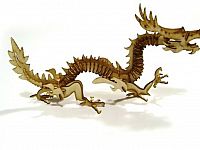 طرح قالب پازل اژدهای طلایی برش لیزری سه بعدی - laser cut 3d puzzle golden dragon template - برای دستگاه CNC چوب و لیزر (سی ان سی)