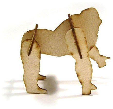 طرح پازل گوریل سه بعدی برش لیزری تخته سه لا میلی متری تخته سه لا - laser cut 3d puzzle gorilla 1mm plywood - برای دستگاه CNC چوب و لیزر (سی ان سی)