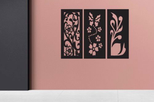 طرح برش لیزری تکه تزئینات دیوار - laser cut 3pcs wall decoration ve - برای دستگاه CNC چوب و لیزر (سی ان سی)