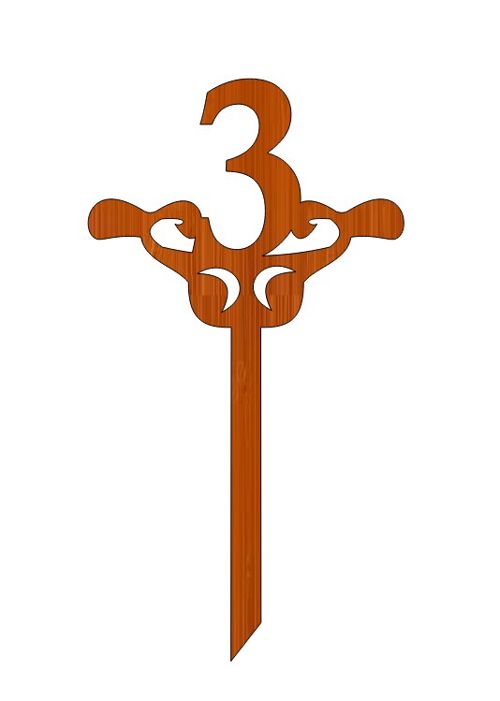 طرح برش لیزری روی رویه چوبی تولد سوم - laser cut 3rd birthday wooden topper ve - برای دستگاه CNC چوب و لیزر (سی ان سی)