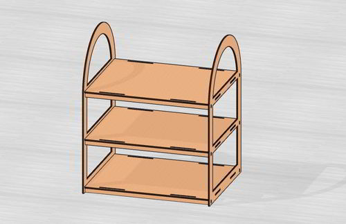 طرح برش لیزری طبقه نمایشگر پایه قفسه - laser cut 3 tier display stand shelf - برای دستگاه CNC چوب و لیزر (سی ان سی)