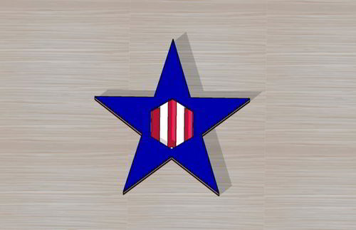 طرح برش لیزری چهارم ژوئیه نشان - laser cut 4th of july badge - برای دستگاه CNC چوب و لیزر (سی ان سی)