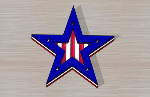 طرح برش لیزری چهارم ژوئیه چوب نشان - laser cut 4th of july wood badge - برای دستگاه CNC چوب و لیزر (سی ان سی)