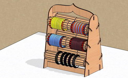طرح برش لیزری 6 طبقه میله النگو پایه - laser cut 6 tier bar bangle stand ve - برای دستگاه CNC چوب و لیزر (سی ان سی)