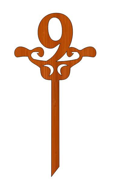 طرح برش لیزری روی رویه چوبی تولد نهم - laser cut 9th birthday wooden topper ve - برای دستگاه CNC چوب و لیزر (سی ان سی)