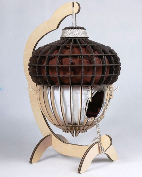 طرح خانه گربه شکل بلوط برش لیزری هزینه - laser cut acorn shaped cat house - برای دستگاه CNC چوب و لیزر (سی ان سی)