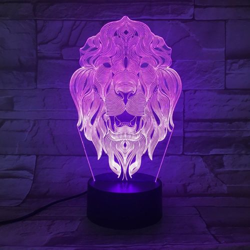 طرح برش لیزری اکریلیک سه بعدی شیر حیوان شب نور - laser cut acrylic 3d lion animal night light ve - برای دستگاه CNC چوب و لیزر (سی ان سی)