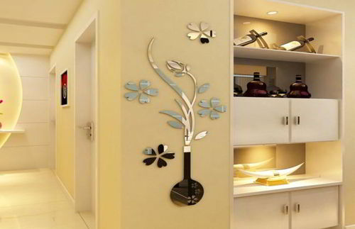 طرح برچسب دیواری سه بعدی اکریلیک برش لیزری گلدان گلدان - laser cut acrylic 3d wall sticker flower vase ve - برای دستگاه CNC چوب و لیزر (سی ان سی)