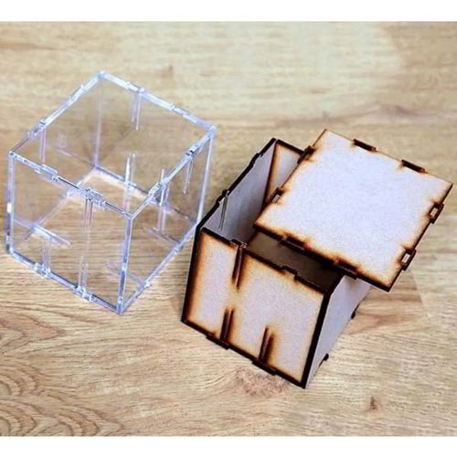 طرح جعبه اکریلیک برش لیزری با گیره های کشسان - laser cut acrylic box with elastic clips - برای دستگاه CNC چوب و لیزر (سی ان سی)